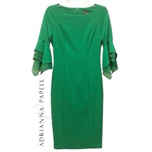 Adrianna Papell Sheath Dress Size 2 Emerald Green